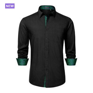 Men's Long Sleeve Button Down Dress Shirt Cotton Blend Stretch Formal Business